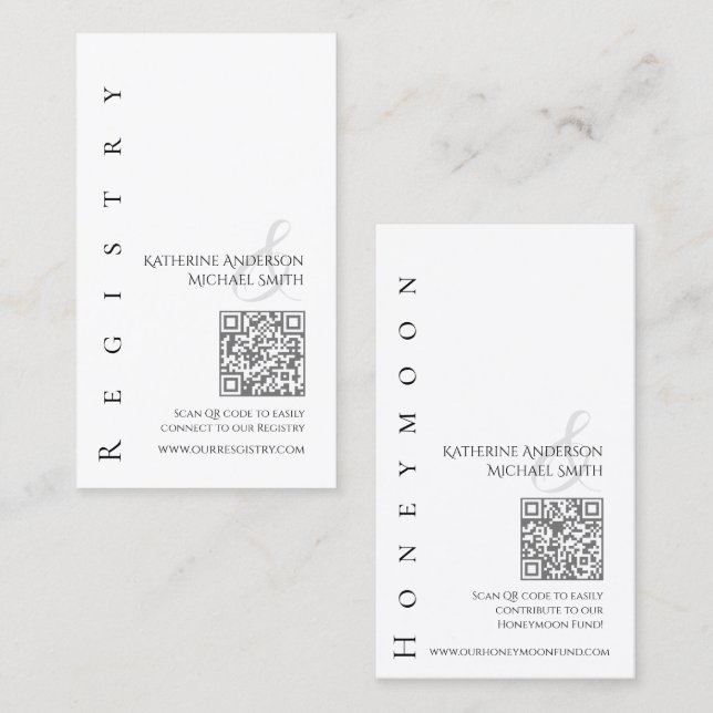 Carte De Visite Simple moderne noir et blanc—Registre Mariage- (Devant / Derrière)