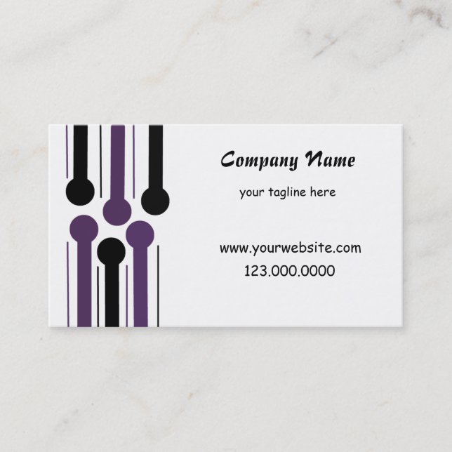 Carte De Visite Simple moderne noir et violet (Devant)