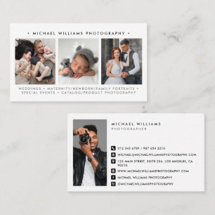 Carte De Visite Simple Moderne Photographe Professionnel 4-Photos