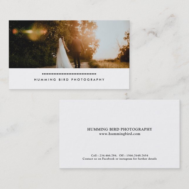 Carte De Visite Simple moderne | Photographie (Devant / Derrière)