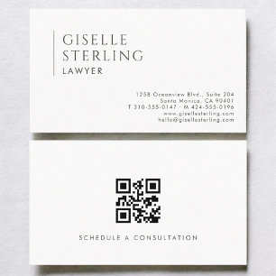 Carte de visite simple moderne pour avocat avec QR