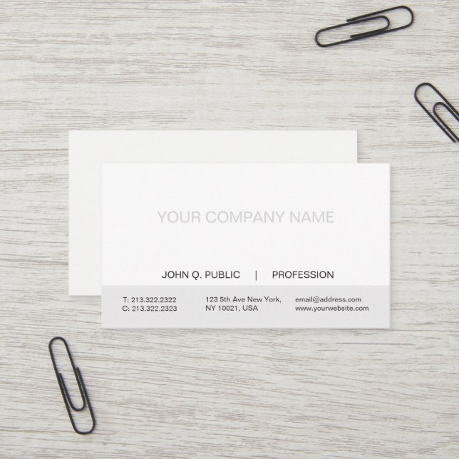 Carte De Visite Simple moderne Professional blanc et gris mat (Devant/Arrière en situation)