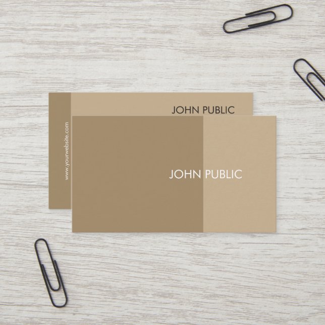 Carte De Visite Simple moderne professionnel élégant Brown et beig (Devant/Arrière en situation)