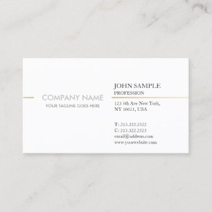 Carte De Visite Simple moderne Professionnel Élégant Or Blanc