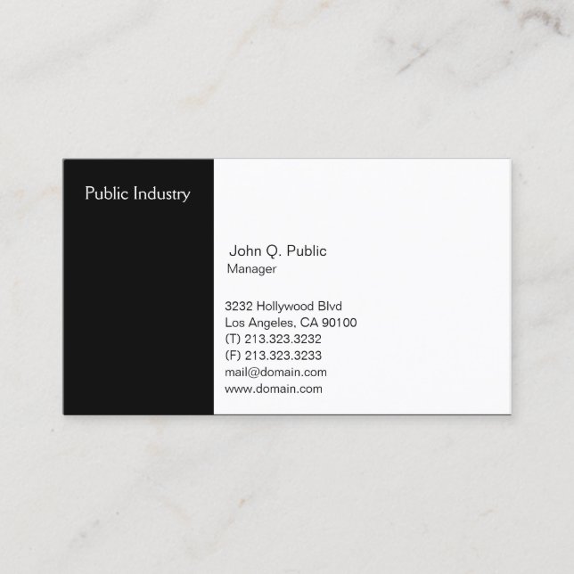 Carte De Visite Simple moderne professionnel noir et blanc (Devant)