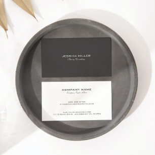 Carte De Visite Simple moderne réversible gris et blanc