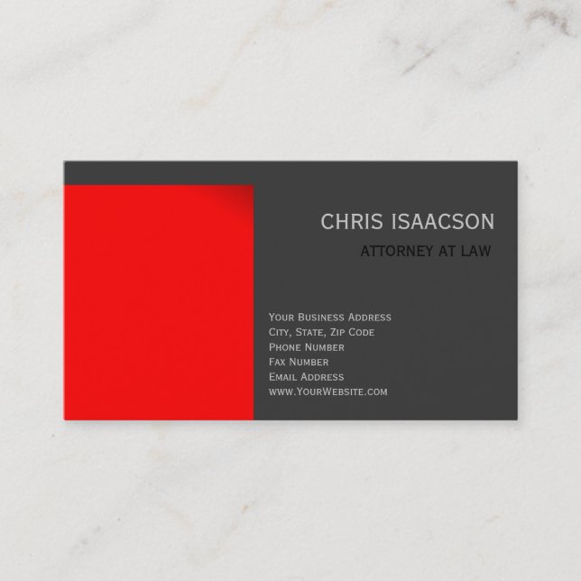 Carte de visite simple moderne rouge gris (Devant)