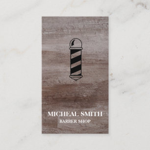 Carte De Visite Simple moderne Rustique Pole Barber Shop