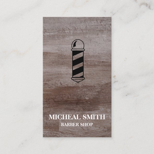 Carte De Visite Simple moderne Rustique Pole Barber Shop (Devant)
