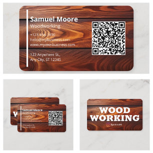 Carte De Visite Simple Moderne Travail du Bois Charpentiers Code Q