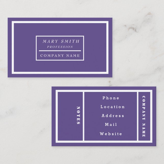 Carte De Visite Simple moderne Ultra Violet (Devant / Derrière)