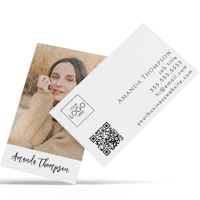 Carte De Visite Simple Modernité Profession Entreprise Photo QR Co (Créateur téléchargé)