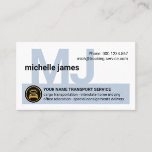 Carte De Visite Simple Monogramme Nom Camionnage