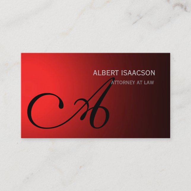 Carte de visite simple Monogramme rouge moderne (Devant)
