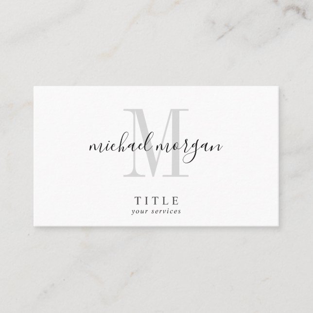Carte De Visite Simple Monogramme Script Moderne (Devant)