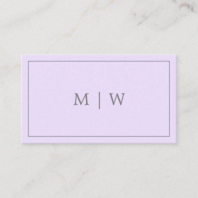 Carte De Visite Simple Monogramme Violet Lilac Pastel Violet (Devant)