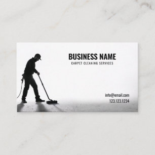 Carte De Visite Simple Moquette de nettoyage noir et blanc Silhoue