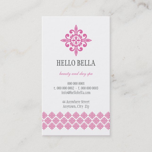 CARTE DE VISITE simple motif moderne rose (Devant)