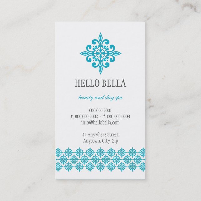 CARTE DE VISITE simple motif moderne turquoise (Devant)