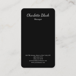 Carte De Visite Simple noir élégant Script minimaliste moderne