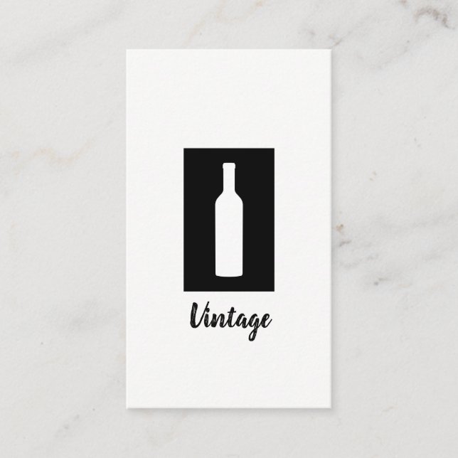 Carte De Visite Simple noir et blanc (bouteille de vin) (Devant)