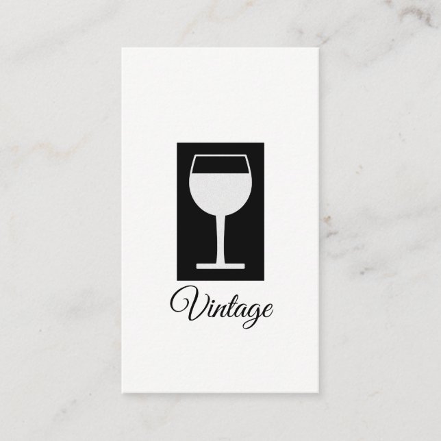 Carte De Visite Simple noir et blanc (Verre à vin) (Devant)
