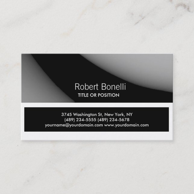 Carte de visite simple noir gris blanc clair (Devant)