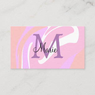 Carte De Visite simple nom d'ajout monogramme rose rouge watercol