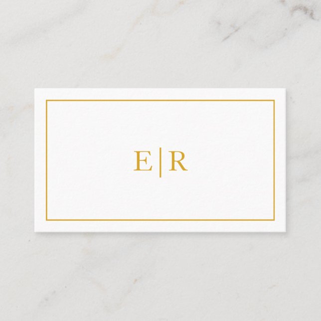 Carte De Visite Simple or Monogramme professionnel Élégant (Devant)