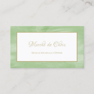 Carte De Visite Simple Peridot Marbre Vert Élégant Script or