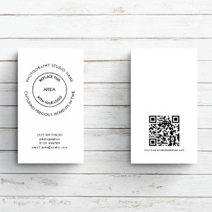 Carte De Visite Simple Photographie Studio QR Code Logo Citation