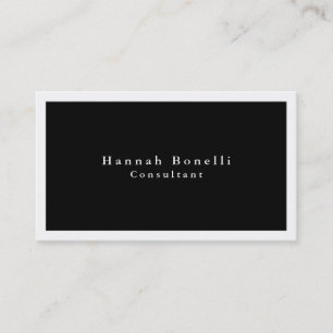 Carte De Visite Simple Plain Elegant Black White Bordure moderne