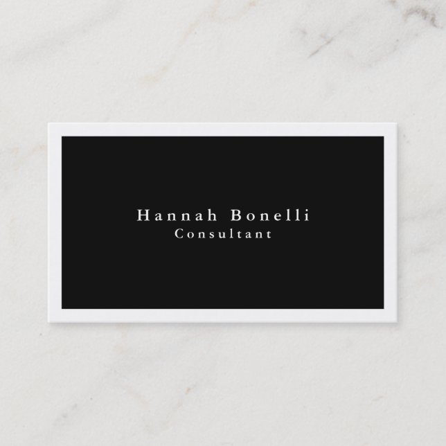 Carte De Visite Simple Plain Elegant Black White Bordure moderne (Devant)