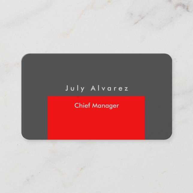 Carte De Visite Simple Plain élégant moderne gris rouge minimalist (Devant)