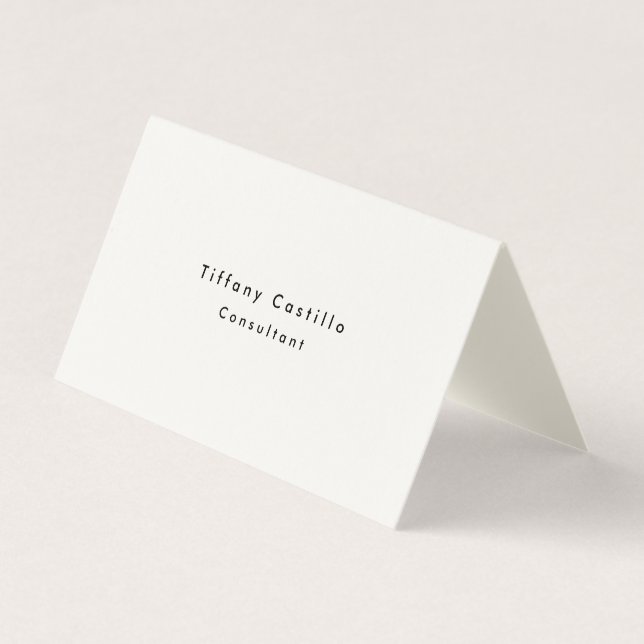 Carte De Visite Simple Plain Elegant Signature Cream Moderne (Devant)
