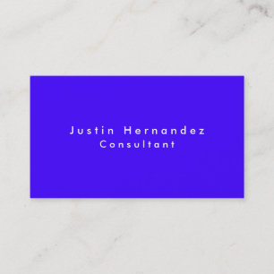 Carte De Visite Simple Plain Élégant Ultramarine Bleu Minimaliste