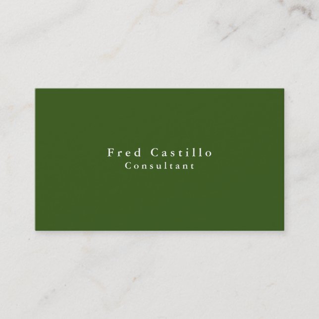 Carte De Visite Simple Plain Élégant Vert Blanc Moderne (Devant)