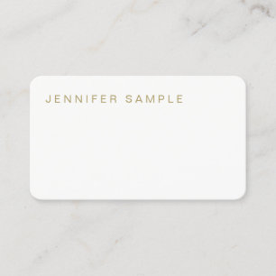Carte De Visite Simple Plain Moderne Élégant Blanc Or élégant