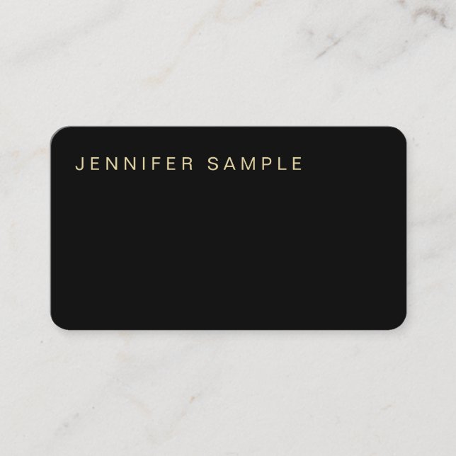 Carte De Visite Simple Plain Moderne Élégant Noir Or Style (Devant)