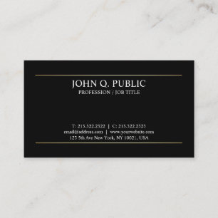 Carte De Visite Simple Plain Or Grilles Moderne Noir Élégant