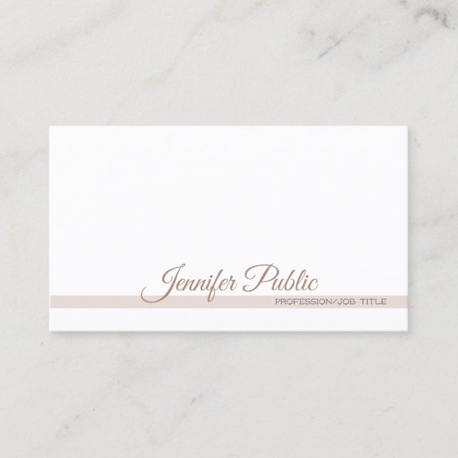 Carte De Visite Simple Plain Professionnel Moderne Élégant Blanc (Devant)