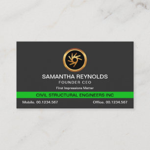 Carte De Visite Simple Plaque Minimaliste Green Line Fondateur PDG