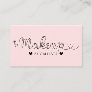 Carte De Visite Simple Pretty Rose Hearts Typographie Maquillage A