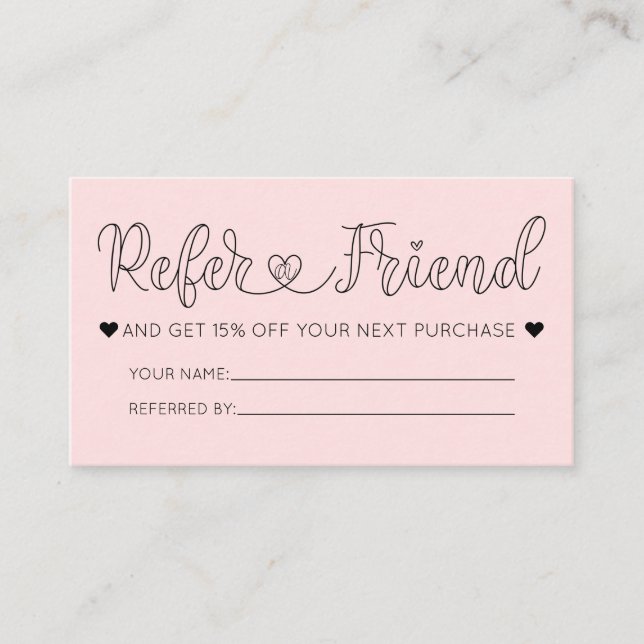 Carte De Visite Simple Pretty Rose Hearts Typographie Référence (Devant)