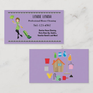 Carte De Visite Simple Professional House Cleaning Business Cards
