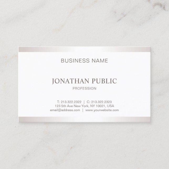 Carte De Visite Simple Professional Plain Design élégant Moderne (Devant)