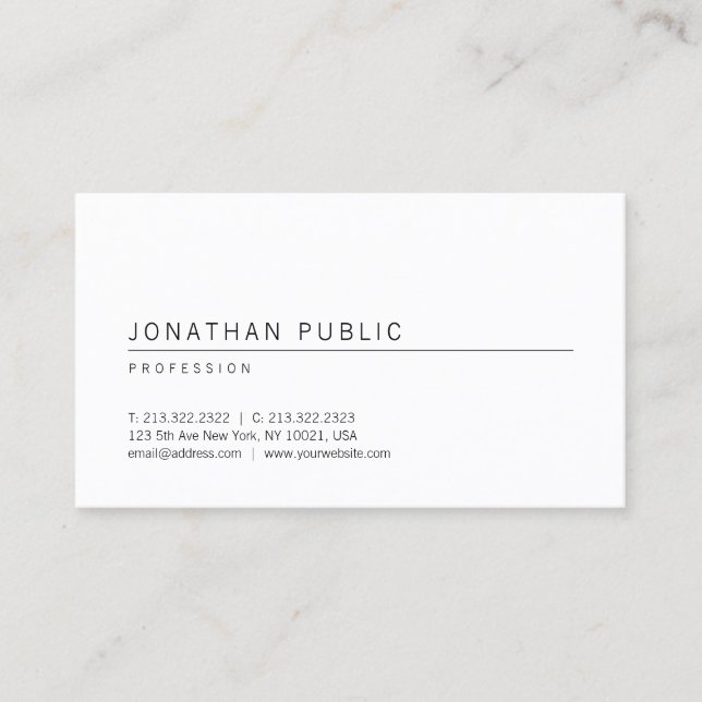 Carte De Visite Simple professionnel blanc élégant Modèle moderne (Devant)