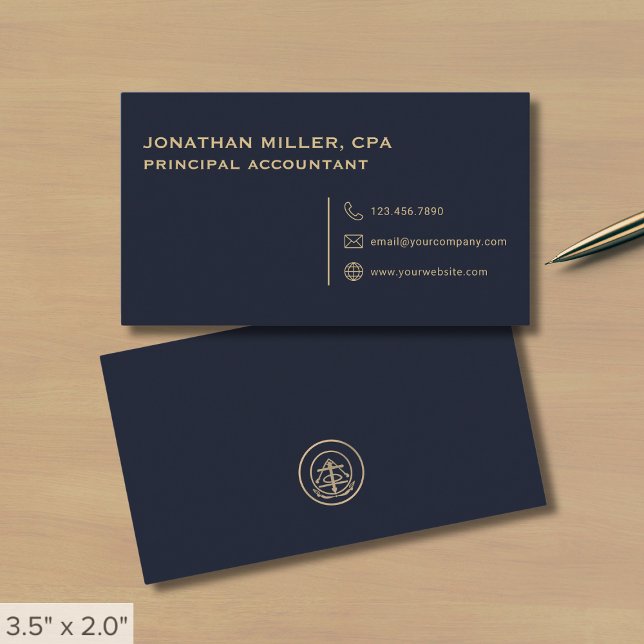 Carte De Visite Simple professionnel bleu marine (Créateur téléchargé)