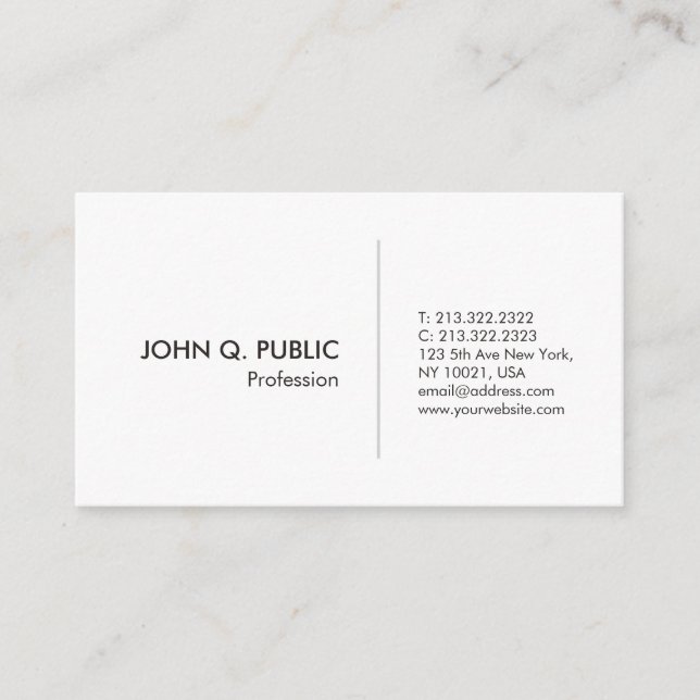 Carte De Visite Simple professionnel moderne blanc élégant (Devant)