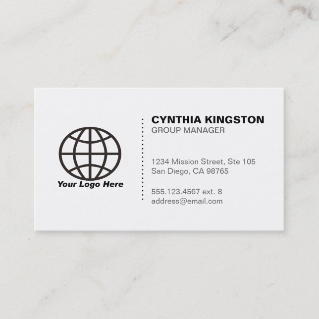 Carte De Visite Simple professionnel noir blanc votre logo société (Devant)